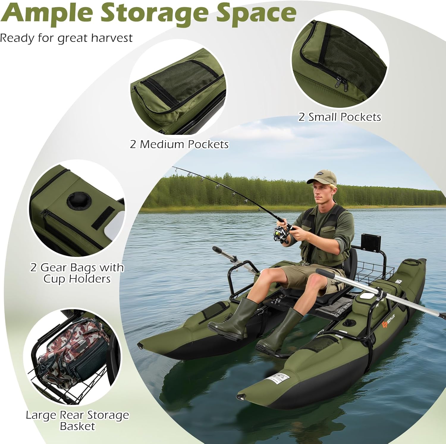 Adult Inflatable Belly Boat wi - Fishing Boat Paddle recension och pris