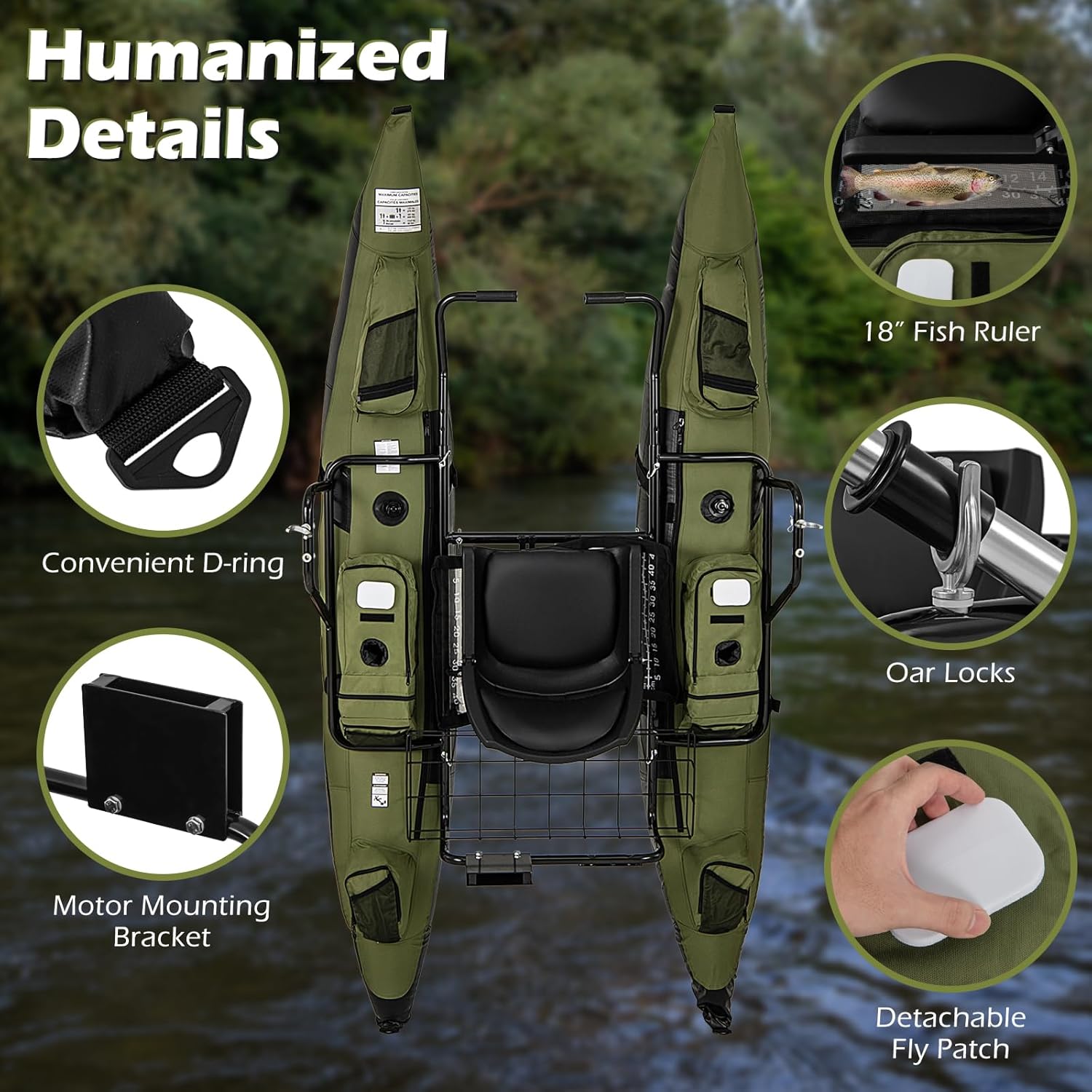 Adult Inflatable Belly Boat wi - Fishing Boat Paddle recension och pris